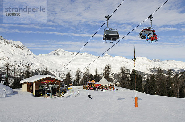 Alp Surley - Martel  Hossa Bar  Corvatsch Skigebiet  Sankt Moritz  Graubünden  Schweiz  Europa Kanton Graubünden