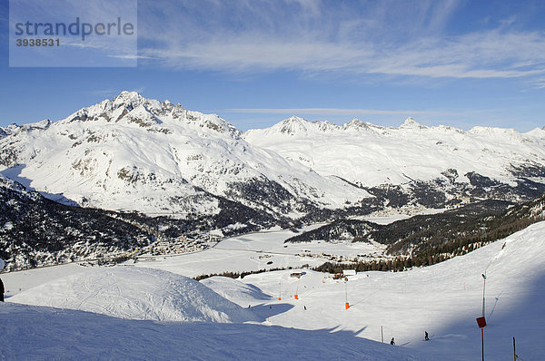 Alp Surley  Corvatsch Skigebiet  Sankt Moritz  Graubünden  Schweiz  Europa Kanton Graubünden