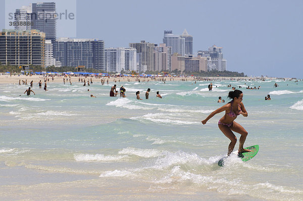 Surfer  Skimboarder  Miami South Beach  Art Deco District  Florida  USA