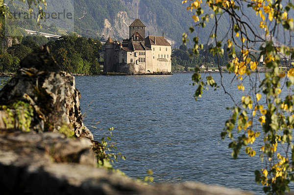 Chateau de Chillon  Schloss  Montreux  Genfer See  Kanton Vaude  Schweiz  Europa Kanton Waadt