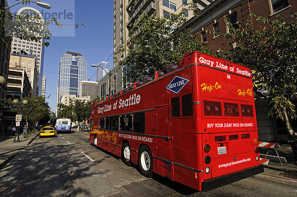 Roter Bus der Gray Line  Stadtrundfahrt  Seattle  USA
