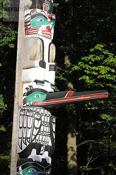 Totempfahl im Stanley Park  Vancouver  British Columbia  Kanada