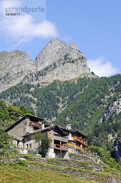 Dorf Dasile bei Savogno  Val Bregaglia  Tal des Bergell  und Chiavenna  Provinz Sondrio  Italien  Europa