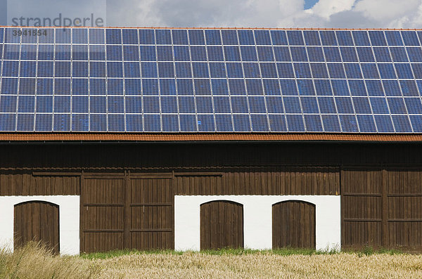 Solar-Module auf dem Hausdach  Solar-Zellen  Sonnenenergie  Photovoltaik  Mallersdorf  Bayern  Deutschland