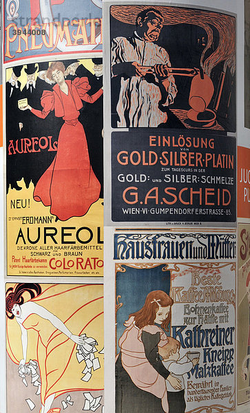 Jugendstil Plakate im MuseumsQuartier in Wien  Österreich  Europa