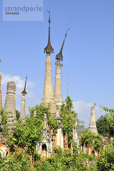 Buddhistischer Tempel  alte Stupas  Pagode  Indein  Inle-See  Burma  Birma  Myanmar  Südostasien