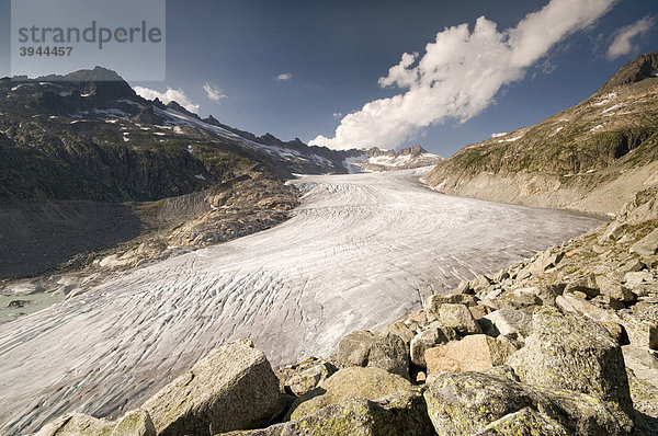 Rhone-Gletscher  dahinter Tieralpistock  Dammastock und Galenstock  Furkapass  Wallis  Schweiz  Europa