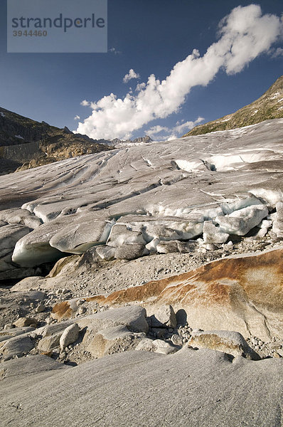 Rhone-Gletscher  dahinter Dammastock und Galenstock  Furkapass  Wallis  Schweiz  Europa