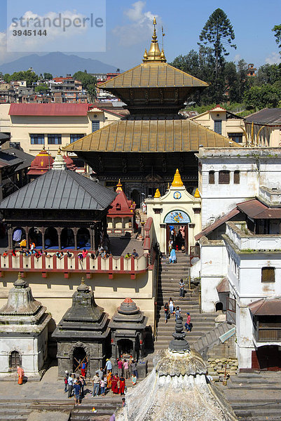 UNESCO Weltkulturerbe  Hinduismus  Architektur  Pagode  Tempel Pashupatinath  Shiva-Tempel  Kathmandu  Nepal  Himalaya  Asien