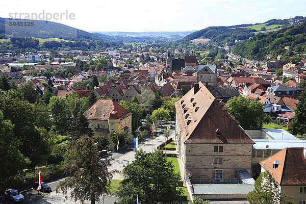 Blick von der Veste Rosenberg auf die Stadt  Kronach  Oberfranken  Bayern  Deutschland  Europa