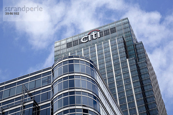 Zentrale der Citi Bank im Citigroup Centre in Canary Wharf  London  England  Großbritannien  Europa