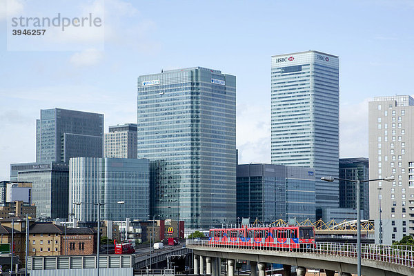 Finanzviertel  Bankenviertel  in Canary Wharf in London  England  Großbritannien  Europa