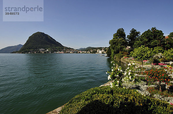 Lugano am Lago Maggiore mit dem Hausberg San Salvatore  Kanton Tessin  Schweiz  Europa Kanton Tessin