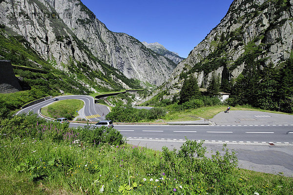 Gotthardpass Straße  Kanton Uri  Schweiz  Europa Kanton Uri