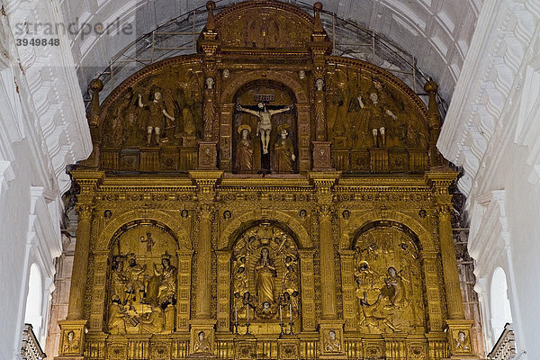 Detail des Hauptaltars der Se-Kathedrale  Old Goa  Velha Goa  Indien  Asien