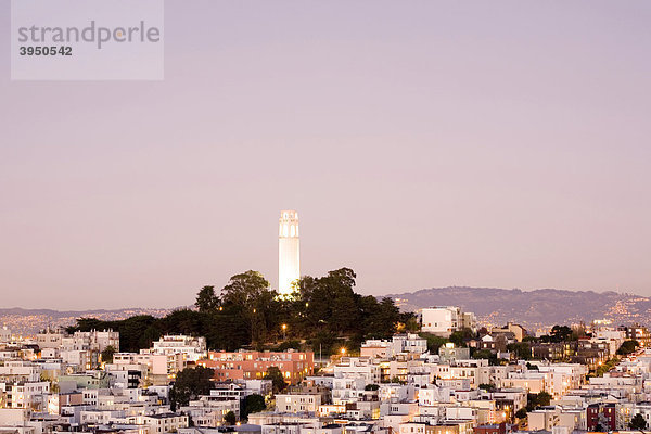 Coit Tower  Morgendämmerung  Telegraph Hill  San Francisco  Kalifornien  USA  Vereinigte Staaten von Amerika