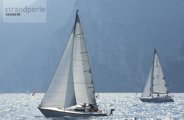 Segelboote bei Torbole  segeln  Segeljacht  Gardasee  Italien  Europa
