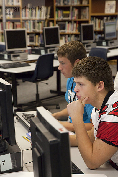 Schüler im Medienzentrum  Bibliothek  an der Lake Shore High School  St. Clair Shores  Michigan  USA