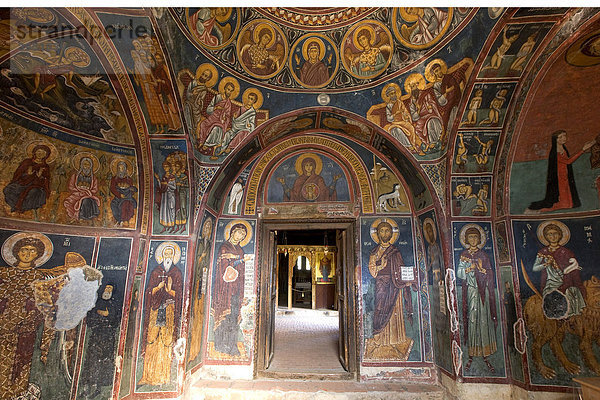Byzantinische Kunst in der Kirche von Panagia Forviotissa Asinou im Troodos Gebirge  Zypern  Griechenland  Europa