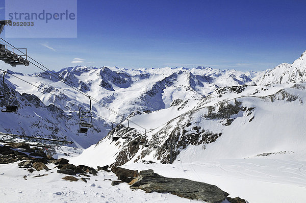 Stubaier-Gletscher  Blick von Schaufelspitze nach Südwesten Richtung Italien  Tirol  Österreich  Europa