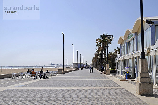 Strandpromenade  Strand  Promenade  Playa de Malverrosa  Malvarrosa  Platja de Malva Rosa  Valencia  Spanien  Europa