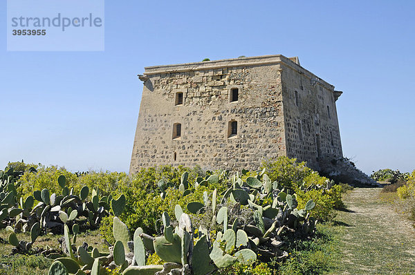 Torre de San Jose  Turm  früheres Gefängnis  Tabarca  Isla de Tabarca  Alicante  Costa Blanca  Spanien  Europa