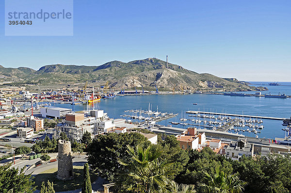 Stadtübersicht  Hafen  Cartagena  Costa Calida  Murcia  Spanien  Europa