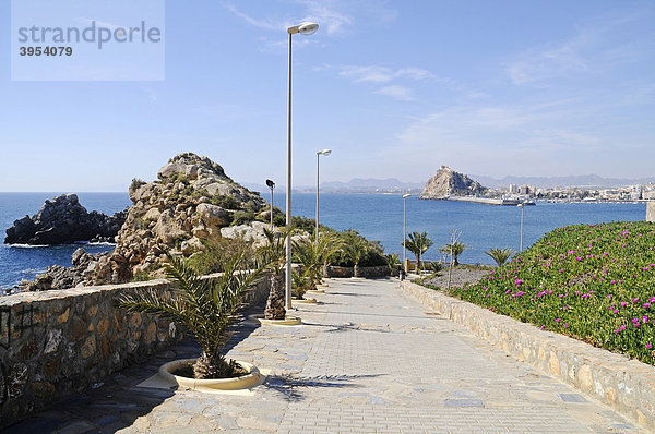 Überblick  Hafen  Castillo San Juan  Burg  Küste  Aguilas  Costa Calida  Murcia  Spanien  Europa