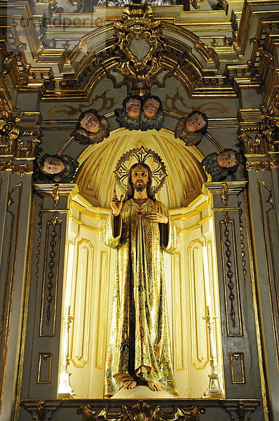 Jesus  golden  Sanktuarium de la Vera Cruz  Santurio  Heiligtum des wahren Kreuzes  Kirche  Burg  Kreuz  Caravaca de la Cruz  heilige Stadt  Murcia  Spanien  Europa