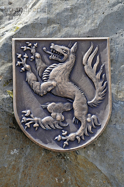 Hessenlöwe  Löwe  Wappen  Landratsamt  Wolfhagen  Wolfhager Land  Naturpark Habichtswald  Hessen  Deutschland  Europa