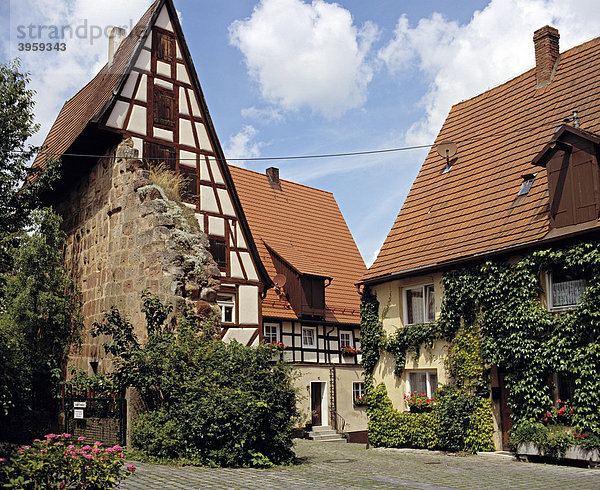 Haus auf Stadtmauer  Spalt  Franken  Bayern  Deutschland  Europa