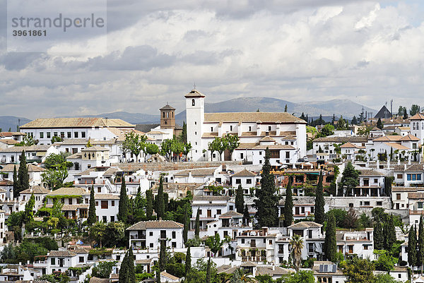 Von der Alhambra auf den Sacromonte  Granada  Andalusien  Spanien  Europa