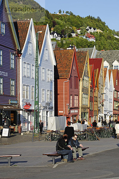Hanseatisches Viertel  Bryggen  Bergen  Norwegen  Europa