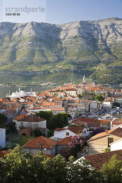 Stadtansicht auf Korcula  Insel Korcula  Dubrovnik Neretva  Dalmatien  Kroatien  Europa