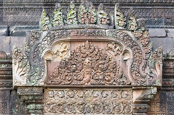 Steingemeißelte Wand  Banteay Prei Tempel  Angkor  Welterbe der UNESCO  Siem Reap  Kambodscha