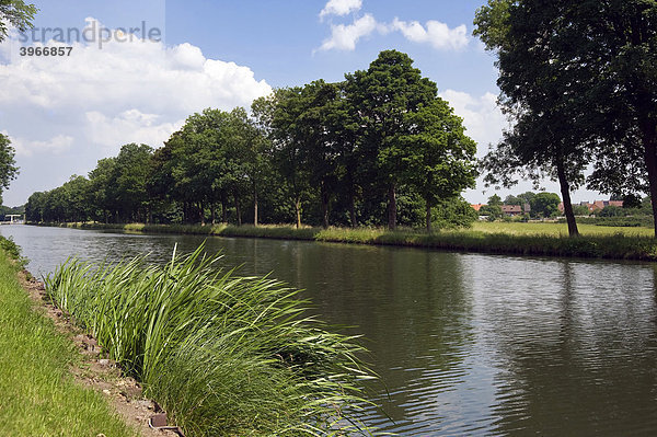 Flussufer  Canal du Centre  Unesco Weltkulturerbe  Thieu  Canal du Centre  Provinz Hainaut  Belgien