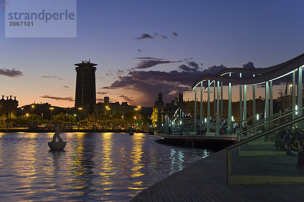 Rambla de Mar nachts  Barcelona  Katalonien  Spanien  Europa