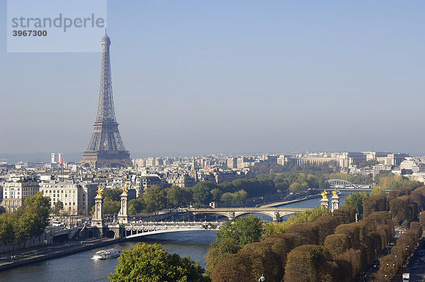 Pont Alexandre III  Alexander III Brücke  Aussicht über die Seine und den Eiffelturm  Paris  France  Frankreich  Europa