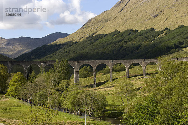 Glenfinnan Eisenbahnbrücke  Viadukt  Schottland  Großbritannien  Europa