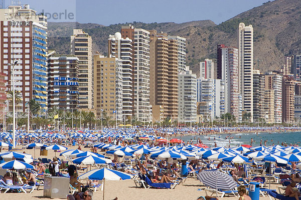 Strand  Playa Levante  Touristenhochburg Benidorm  Costa Blanca  Spanien