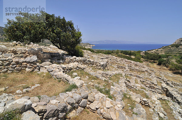 Antike Ruinen von Gournia  historische minoische Siedlung  heute archäologische Stätte  Ostkreta  Kreta  Griechenland  Europa
