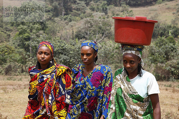 Frauen holen Wasser  Mbororo Ethnie  Bamenda  Kamerun  Afrika