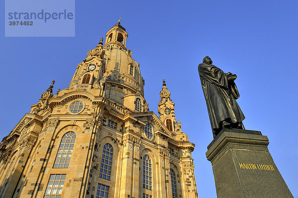 Martin-Luther-Denkmal vor Frauenkirche  Dresden  Freistaat Sachsen  Deutschland  Europa