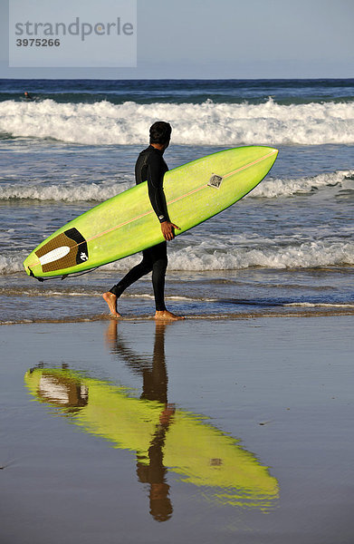 Surfer mit Surfboard  Main Beach  Surfers Paradise  Gold Coast  New South Wales  Australien