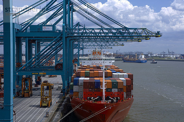 Containerschiff  Hafen  Antwerpen  Belgien  Europa