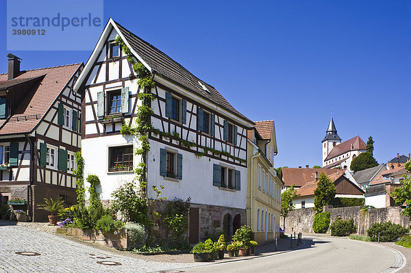 Fachwerkhäuser und Liebfrauenkirche  Gernsbach  Baden-Württemberg  Deutschland  Europa