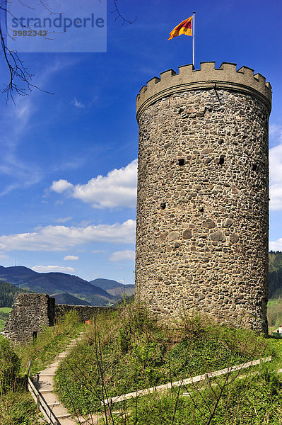 Burg Husen  Bergfried  Hausach  Schwarzwald  Baden-Württemberg  Deutschland  Europa