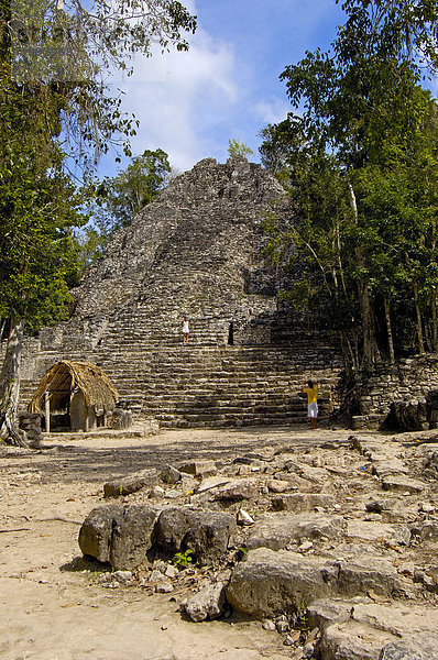 Iglesia Ruine und Stele  Maya-Ruinen von Coba  Bundesstaat Quintana Roo  Riviera Maya  Halbinsel Yucatan  Mexiko