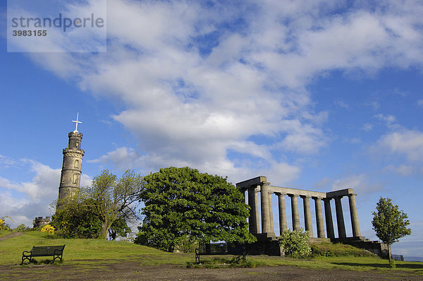 National Monument  Replik des Parthenon  Mahnmal für die schottischen Gefallenen der Napoleonischen Kriege  entworfen im Jahr 1822  Calton Hill  Edinburgh  Region Lothian  Schottland  Vereinigtes Königreich  Europa