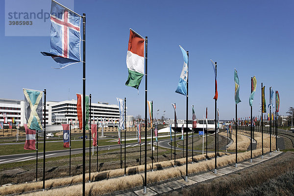 Platz der Vereinten Nationen  internationale Fahnen  Bonn  Nordrhein-Westfalen  Deutschland  Europa